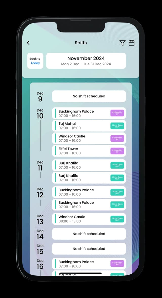 Schedule Management Interface